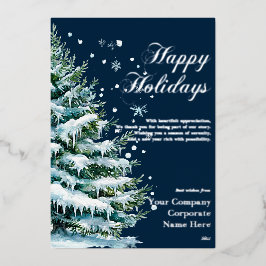 Luxus Corporate Snow Evergreen Urlaubskarte Folien Feiertagskarte
