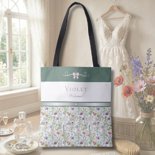 Luxus Cottagecore Wildblumen Brautjungfer Tasche