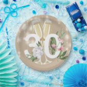 Luxus Cream Champagne Floral 30. Geburtstag Pappteller (Party)