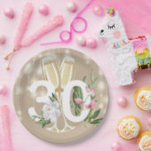 Luxus Cream Champagne Floral 30. Geburtstag Pappteller (Party)