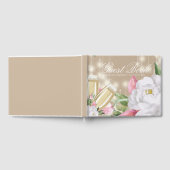 Luxus Cream Champagne Floral Geburtstag Gästebuch (Voll)