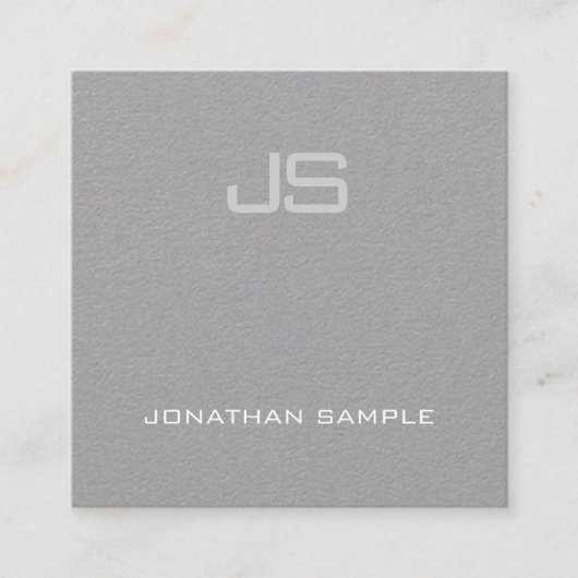 Luxus Creative Modern Monogram Premium Grau Schlic Quadratische Visitenkarte (Vorderseite)