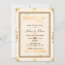 Luxus-Creme-und-Gold-Hochzeitseinladungssuite Einladung