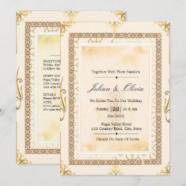 Luxus-Creme-und-Gold-Hochzeitseinladungssuite Einladung