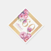Luxus Custom 60. Geburtstag Pink Gold Glitzer Serviette (Ecke)