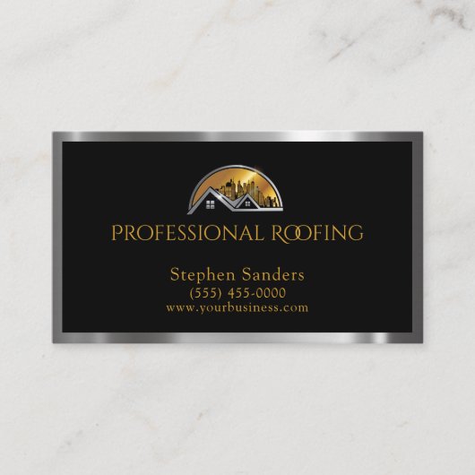 Luxus Dachdecker Gold Silver Construction Visitenkarte (Vorderseite)