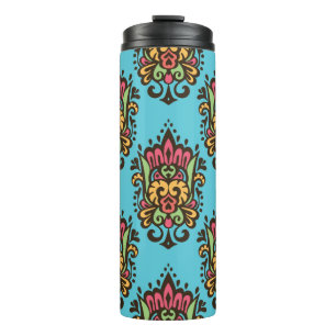 Luxus Damask Blume nahtlos Muster. Floral Vint Thermosbecher
