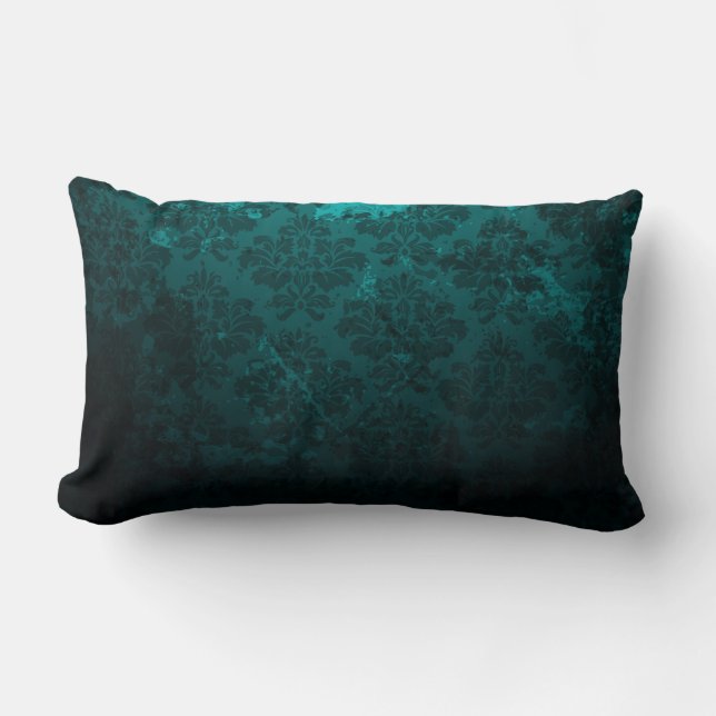 Luxus Damask Dark Green Lendenkissen (Vorderseite)