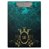 Luxus Damask Gold Rahmen Monogramm Klemmbrett (Vorderseite)
