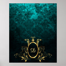 Luxus Damask Gold Rahmen Monogramm