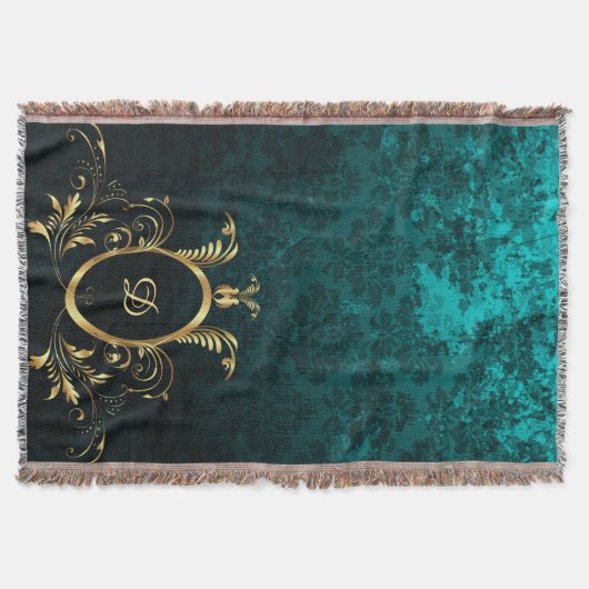 Luxus Damask Goldrahmen Personalisiert Decke (Vorderseite)