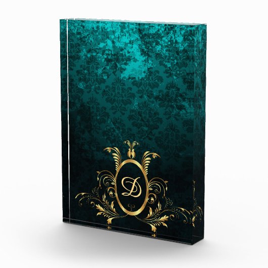 Luxus Damask Goldrahmen Personalisiert Fotoblock (Rechts)