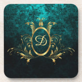 Luxus Damask Goldrahmen Personalisiert Getränkeuntersetzer (Vorderseite)