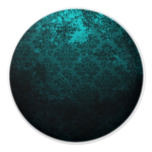 Luxus Damask Türkis Keramikknauf (Vorderseite)