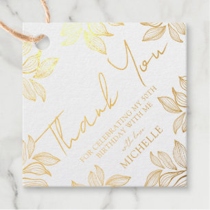 Luxus-Dankeschön-Gold-Typografie & Laubwerk Geschenkanhänger