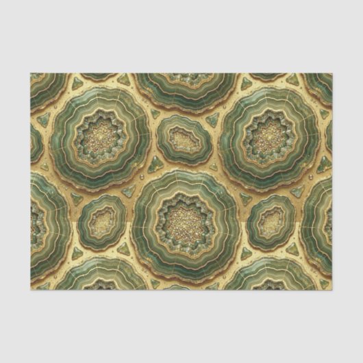 Luxus-Decoupage | Olivgrün + Gold-Achat-Geode Seidenpapier (Vorderseite)