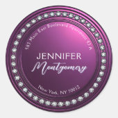 Luxus Deep Lila Diamond Rücksendesiegel Runder Aufkleber (Vorderseite)
