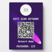 Luxus Deep Purple Leder Spotlight QR Code Wifi  Fotoplatte (Vorderseite)