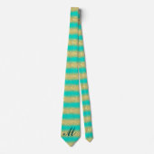 Luxus Dein Monogram Gold Turquoise Glitzer Moderne Krawatte (Vorderseite)