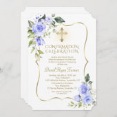 Luxus Delicate Blumen Boy Bestätigung Einladung (Vorne/Hinten)