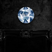 Luxus der 90er Jahre Abstrakt | Türkisblaues Muste Runde Wanduhr