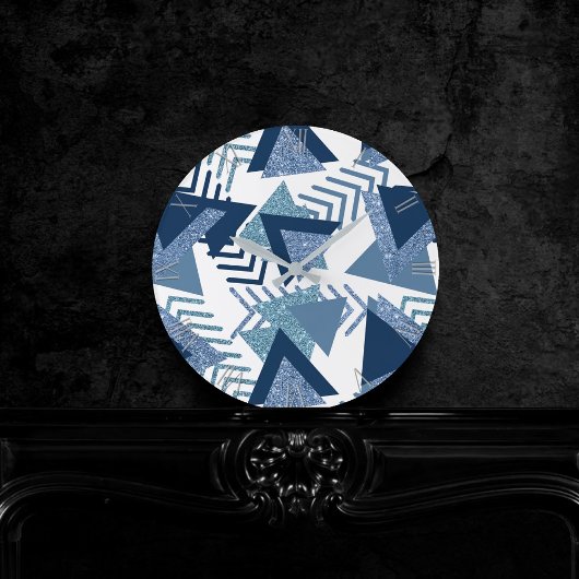 Luxus der 90er Jahre Abstrakt | Türkisblaues Muste Runde Wanduhr