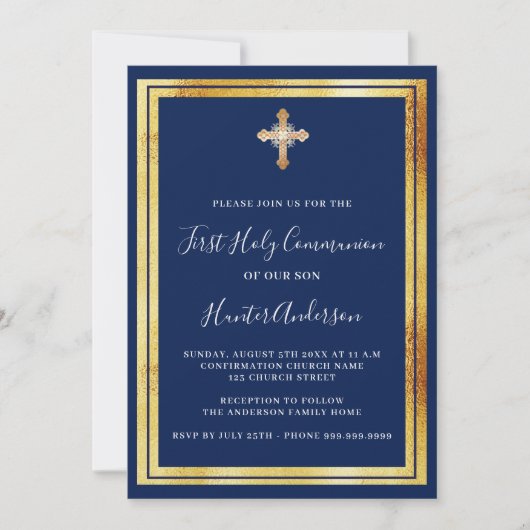 Luxus der Weltmeere mit blauem Gold Einladung (Vorderseite)