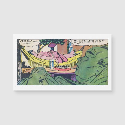 Luxus des Vintagen Comic Laziness Magnetkarte (Vorderseite)