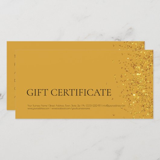 Luxus Design Geschenkgutschein Gold Sparkle Gelb Dankeskarte (Vorne/Hinten)