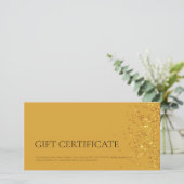 Luxus Design Geschenkgutschein Gold Sparkle Gelb Dankeskarte (Stehend Vorderseite)