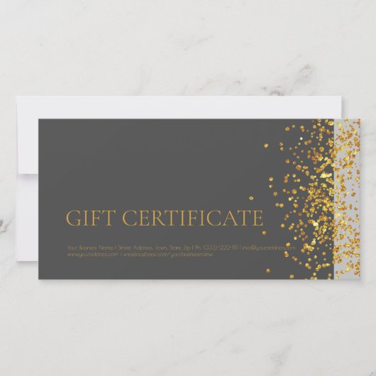 Luxus Design Geschenkgutschein Gold Sparkle Grau Dankeskarte (Vorderseite)