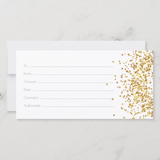 Luxus Design Geschenkgutschein Gold Sparkle Weiß Dankeskarte (Rückseite)