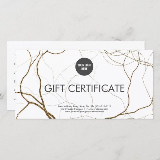 Luxus Design Geschenkgutschein Golden Pflanze Root Dankeskarte (Vorne/Hinten)