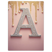 Luxus-Diamant-Buchstabe A-Monogramm mit Goldtropfe Klemmbrett (Rückseite)