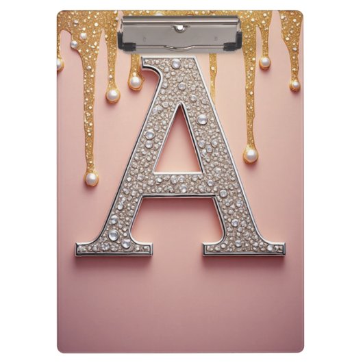 Luxus-Diamant-Buchstabe A-Monogramm mit Goldtropfe Klemmbrett (Vorderseite)