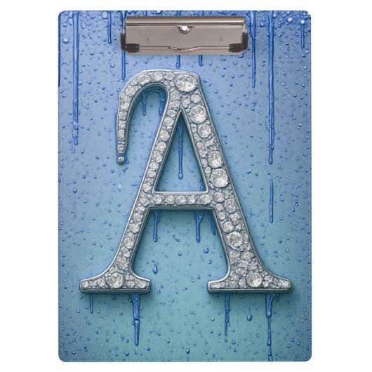 Luxus-Diamant-Buchstabe A-Monogramm mit Goldtropfe Klemmbrett (Vorderseite)