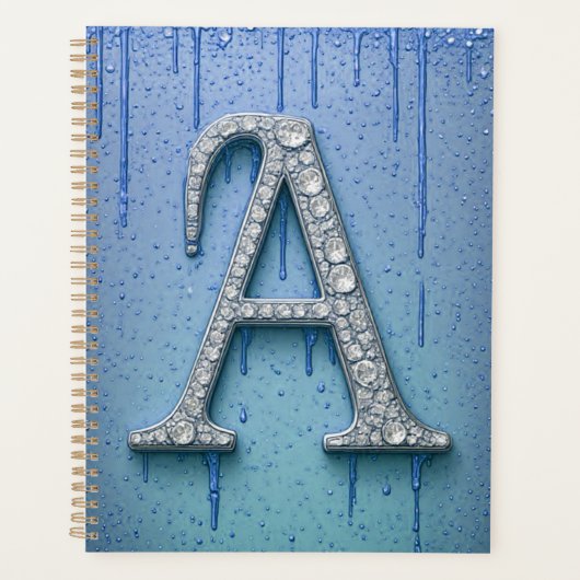 Luxus-Diamant-Buchstabe A-Monogramm mit Goldtropfe Planer (Vorderseite)