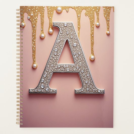Luxus-Diamant-Buchstabe A-Monogramm mit Goldtropfe Planer (Vorderseite)