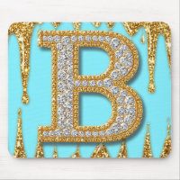 Luxus-Diamant-Buchstabe B auf goldenem Glitter-Hin