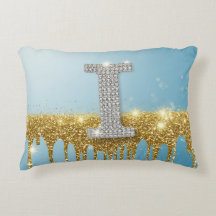 Luxus-Diamant-Buchstabe I auf goldenem Glitter-Hin