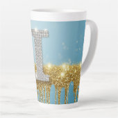 Luxus-Diamant-Buchstabe I auf goldenem Glitter-Hin Milchtasse (Rechte Ecke)