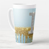 Luxus-Diamant-Buchstabe I auf goldenem Glitter-Hin Milchtasse (Linke Ecke)
