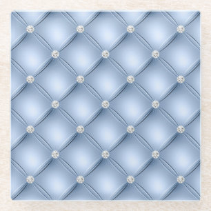 Luxus Diamant-Tufting-Muster in Hellblau Glasuntersetzer