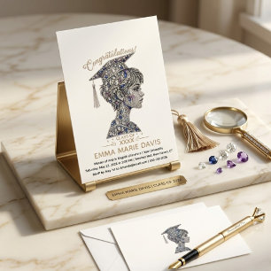 Luxus-Diamant-Unecht-Schmuck-Absolventin Mädchen Dankeskarte