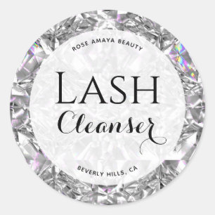 Luxus Diamond Muster Lash Cleanser Custom Label Runder Aufkleber
