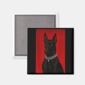 Luxus Dobermann dunkler schwarzer Hund Porträt Got Magnet (Vorderseite/Rückseite)