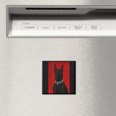 Luxus Dobermann dunkler schwarzer Hund Porträt Got Magnet (In Situ (Geschirrspüler))