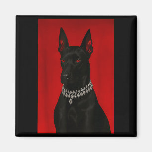 Luxus Dobermann dunkler schwarzer Hund Porträt Got Magnet