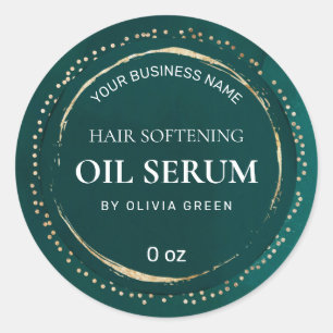 Luxus dotted Gold Aquamarin Green Hair Serum Label Runder Aufkleber
