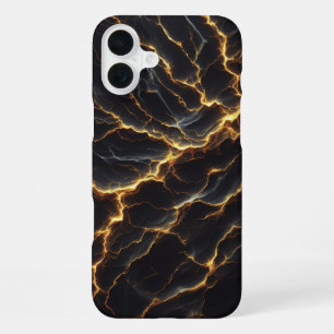 Luxus-Dunkel-Blitz-Marmor-Etu - Elegantes Gold iPhone 16 Plus Hülle